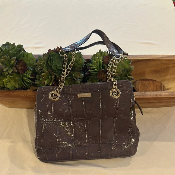 kate spade Knightsbridge Croc Embossed Darcy Shoulder Handbag bag purse EUC - Picture 1 of 8